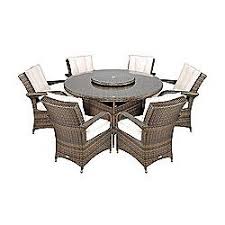 Arizona Rattan Garden Furniture 6 Seat Round Glass Top Table Dining Set With Free Parasol With Base D Rattan Garden Furniture Outdoor Furniture Sets Furniture