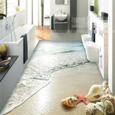 Modern Sticker 3d Floor Bathroom Mural Hd Ocean Beach Shell Starfish Non Slip Waterproof Thickened Self Adhesive Pvc Painting Tuvaletler Modern Duvar Kagidi