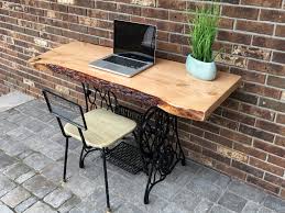 Singer Live Edge Desk Console Table Singer Sewing Tables Sewing Table Repurpose Sewing Machine Tables