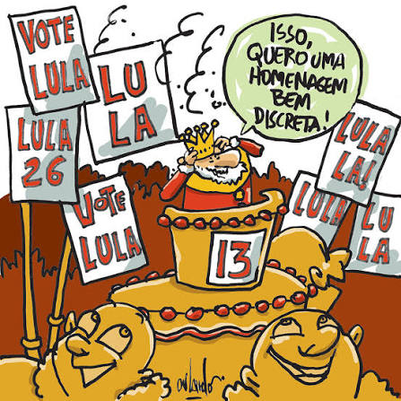 Folia. Charge de Orlando Pedroso para newsletter desta quarta-feira (11).  #meio #newsletter #charge #eleições2026 #lula