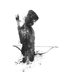 Black And White Art Drawings Arrow Black White Art Print Green Arrow Watercolor Print Dc Comics Poster Superhero Painting Birthday Gift Wall Ar Arrow Art Print Arrow Art Superhero Painting