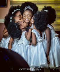 Afro squad! Check out this photo of Nigerian bride & her little brides
