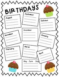 classroom birthday chart