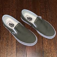Vans Shoes Olive Green Slip On Vans Color Green White Size 7 Olive Green Shoes Vans Shoes Women Green Vans Outfit