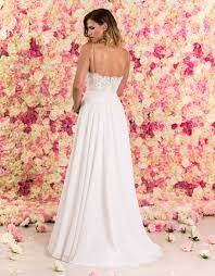 Es hat die farbe creme / champanger. Korsagen Brautkleid Lang Aus Spitze Chiffon Mit Spaghettitragern