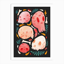 Skulls Art Print Skull Illustration Posters Art Prints Halloween Illustration