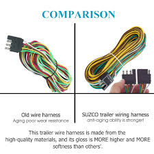 This article shows 4 ,7 pin trailer wiring diagram connector and step how to wire a trailer harness with color code ,there are some int. 4 Pin Flat Trailer Wiring Harness Kit Wishbone Style Sae J1128 Rated 25 Male 4 Female 18 Awg Color Coded Wires 4 Way Flat 5 Wire Harness For Utility Boat Trailer Lights