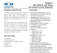 SGM2211 20V, 500mA, Low Noise, Low Dropout Linear Regulator
