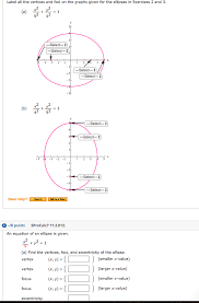 Notice that this formula has a negative sign. Solved Label All The Vertices And Foci On The Graphs Give Chegg Com