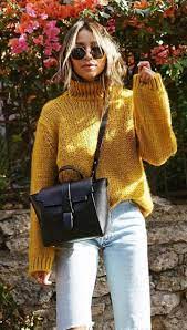 Winter Outfits Yellow Knitted Sweater Mustard Fashion Casual Outfits For Teens Cute Winter Outfits