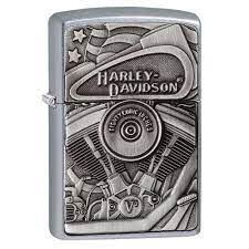 Zippo Original 29266 Harley Davidson Engine Surprise Emblem Chrome Shopee Indonesia