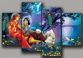 Radha Krishna By The River Canvas Art Large Canvas Wall Art Etsy Multi Panel Canvas Art Multi Canvas Painting Large Canvas Wall Art