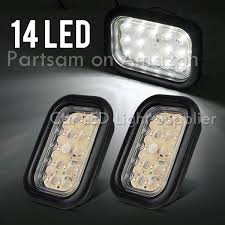 Partsam 2pcs White 5 X3 Rectangle Stop Turn Tail 14 Led Reverse Utility Light Rubber Grommet Led Quantity Car Led Lights Car Parts And Accessories Car Led