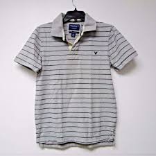 Black And Grey Striped Polo Shirt American Eagle Outfitters Vintage Fit Gray Stripes On Gray Polo Shirt Small