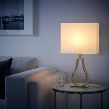 Klabb Table Lamp With Led Bulb Off White Brass Color Height 17 Ikea Ikea Table Lamp Table Lamp Lamp