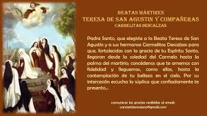 Beatas Teresa De San Agustin Y Companeras Martires Carmelitas Descalzas De Compiegne Saints Image Carmel