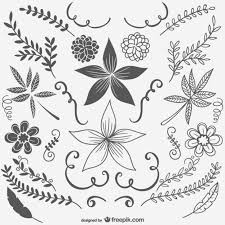 Set of beautiful black and white guipure butterflies. Free Vector Black And White Vintage Flowers