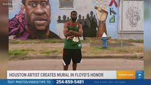 Speed artist creates george floyd mural during memorial service. Houston Artist Paints Mural For George Floyd Kcentv Com
