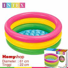 Kolam intex steps pink / green kotak 85cm,kolam renang anak bayi warna pink berbentuk kotak bisa diisi air atau untuk mandi bola. Kolam Renang Anak Intex Ukuran 61x22cm Kolam Renang Bayi Kolam Pompa 3 Ring Warna Rainbow Shopee Indonesia