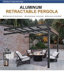 Estilo & vanguardia en un producto diseñado para la protección solar. Motorizada Impermeable De Pvc Pergola Techo Patio Toldo Retractil Plegable De Toldos Con Luces De Tira De Led Buy Aluminio Jardin Al Aire Libre De Pergola Jardin Gazebo De Aluminio Pergola