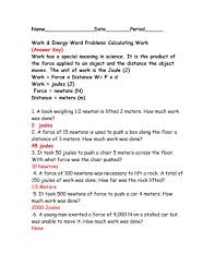 8 Work Calculations Physics Worksheet Answers Calculating Work Physics Answers Work Energy And Power