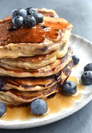 Pour batter by 1/4 cupfuls onto a hot griddle coated with cooking spray. Blueberry Greek Yogurt Pancakes The Nutritionist Reviews