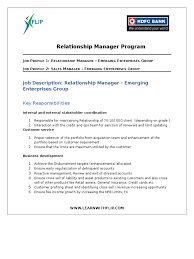 Hnw portfolio management (acquiring, enhancing, deepening and retention)1. Relationship Manager Job Description In Insurance