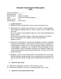 Rpp qurdis kelas 2 semester 1. Doc Rpp Kurikulum 2013 Al Qur Mi Ta Mirul Academia Edu