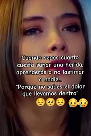 no Cuando sepas cuanto cuesta sanar una herida, aprenderás a lastimar a  nadie... "Porque no sabes el el dolor que llevamos dentro"