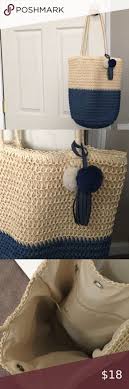 Old Navy Straw Tote Straw Tote Color Block Tote Navy Bag