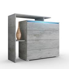 Kommode Lissabon V2 Mit Uberbau Glaselemente Led In Betonoptik Kommode Betonoptik Sideboard
