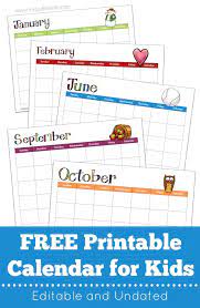 These include monthly calendars and even complete 2021 planners. Free Printable Calendar For Kids Editable Undated Kids Calendar Calendar Worksheets Preschool Calendar