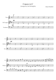 Pachelbel's canon is an accompanied canon by the german baroque composer johann pachelbel in his canon and gigue for 3 violins and basso pachabel's canon in d and gathered in the love of christ. Canon In C Flute Trumpet And Trombone Sheet Music For Trombone Flute Trumpet Mixed Trio Musescore Com