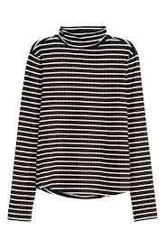 Black And White Long Sleeve Turtleneck Black Striped Fitted Turtleneck Top In Jersey With Long Sleeves Ribbed Turtleneck Top Turtleneck Long Sleeve Top Women Long Sleeve Tops