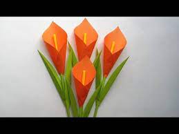 Diy How To Make Calla Lily Paper Flower Very Easy Origami Flower For Beginners Youtube Easy Origami Flower Paper Crafts Diy Origami Easy