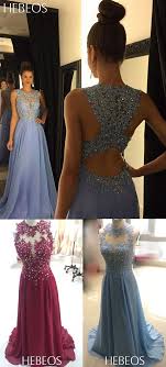A Line Princess Sleeveless Applique Chiffon Scoop Sweep Brush Train Dresses Prom Dresses Blue Dresses Prom Dresses