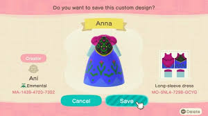 Custom Crossing The Best Animal Crossing Patterns And Designs Anna S Dress From Frozen On Customcro Animal Crossing Game New Animal Crossing Animal Crossing