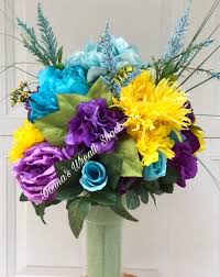 1 out of 5 stars, based on 2 reviews 2 ratings current price $11.23 $ 11. Spring Silk Flower Table Or Graveside Medium Large Arrangement With Teal Yellow Purple Flowers B Floral Arrangements Silk Floral Arrangements Silk Flowers