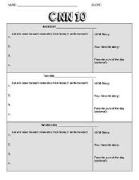 Cnn 10 Organizer Worksheet Has A Place For Each Day And Also For A Reflection At The End Of The Week Formerly Persuasive Writing Prompts Teaching Worksheets