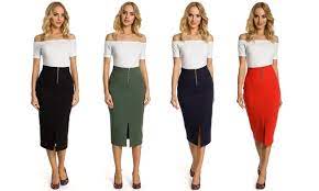 La certaines images vous rappellent que la jupe crayon se porte volontiers haute avec une ceinture. Jupe Crayon Taille Haute Groupon Shopping