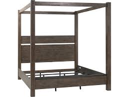 Brushed brass finished poster bed with dark grey velvet upholstered headboard height from the floor to the bottom of the box spring is 8 inches. Universal Furniture Bedroom Harlow King Canopy Bed 656a290b Gavigan S Furniture Bel Air