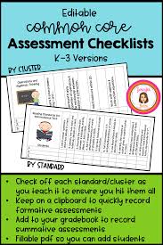 K 3 Ccss Checklists Elementary Resources Math Assessment Teachers Pay Teachers Seller