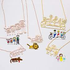 Unique kids' drawn art by independent artists. Actual Kids Drawing Necklace Children Artwork Necklace Kid Etsy