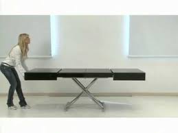 The Box Transformable Table In Vintage Wood With Chrome Base Is Many Tables In One In 2020 Furniture For Small Spaces Transforming Furniture Rectangular Dining Table
