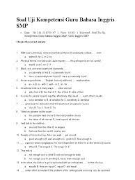50 contoh soal bahasa inggris kelas 5 sd. Soal Uji Kompetensi Guru Bahasa Inggris Smp
