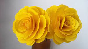 Diy Paper Rose How To Make Beautiful Yellow Rose With Colour Paper Youtube Paper Roses Colour Paper Flowers Color Paper Crafts