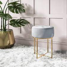Explore luxury dressing tables and stools that will ensure you can get ready in style, no matter the occasion. Grey Velvet Dressing Table Stool With Gold Legs Fiorella Furniture123