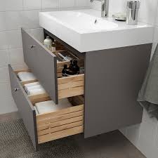 Si vous cherchez un meuble de salle de bain en teck vraiment différent. Godmorgon Meuble Lavabo 2tir Gillburen Gris Fonce 80x47x58 Cm Ikea