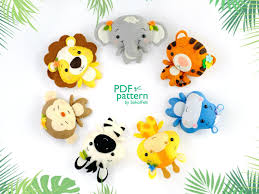 Set Of 7 Jungle Animal Toy Pdf And Svg Patterns Tiger Elephant Hippo Zebra Giraffe Monkey And On Luulla