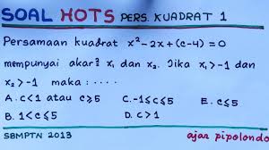 Check spelling or type a new query. Soal Hots Matematika Tipe Un Sbmptn Persamaan Kuadrat 1 Youtube